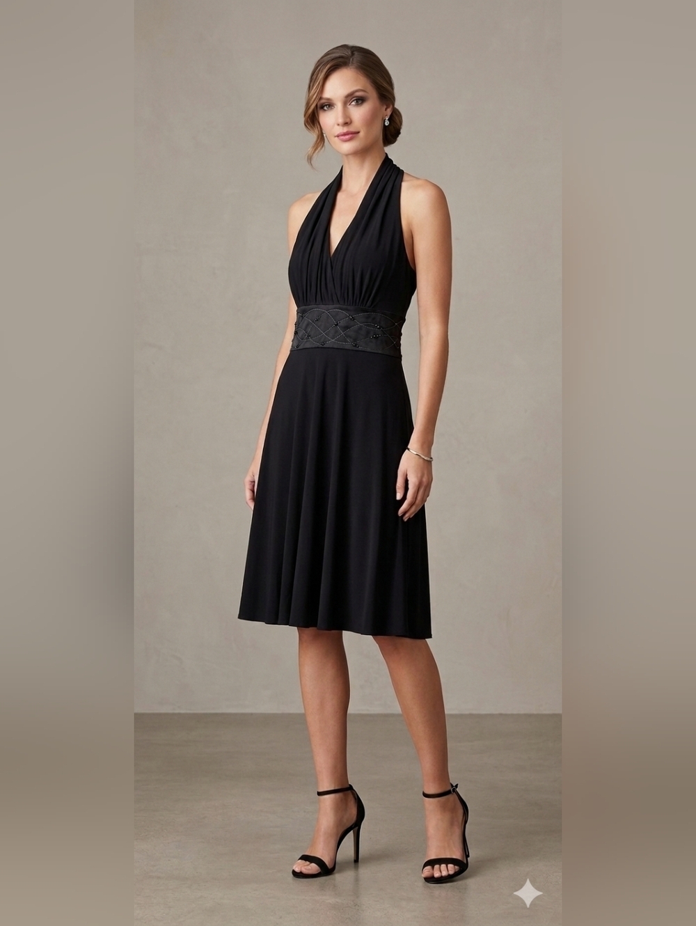 Evan Picone Cocktail Dress Sleeveless With Embellished Empire Waist